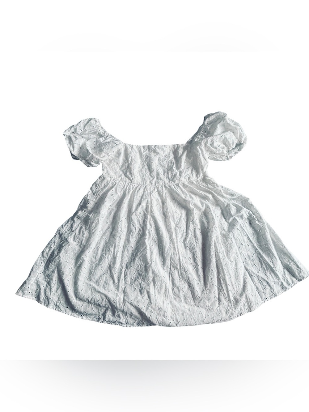 Altar'd State White Eyelet Puff-Sleeve Mini Dress